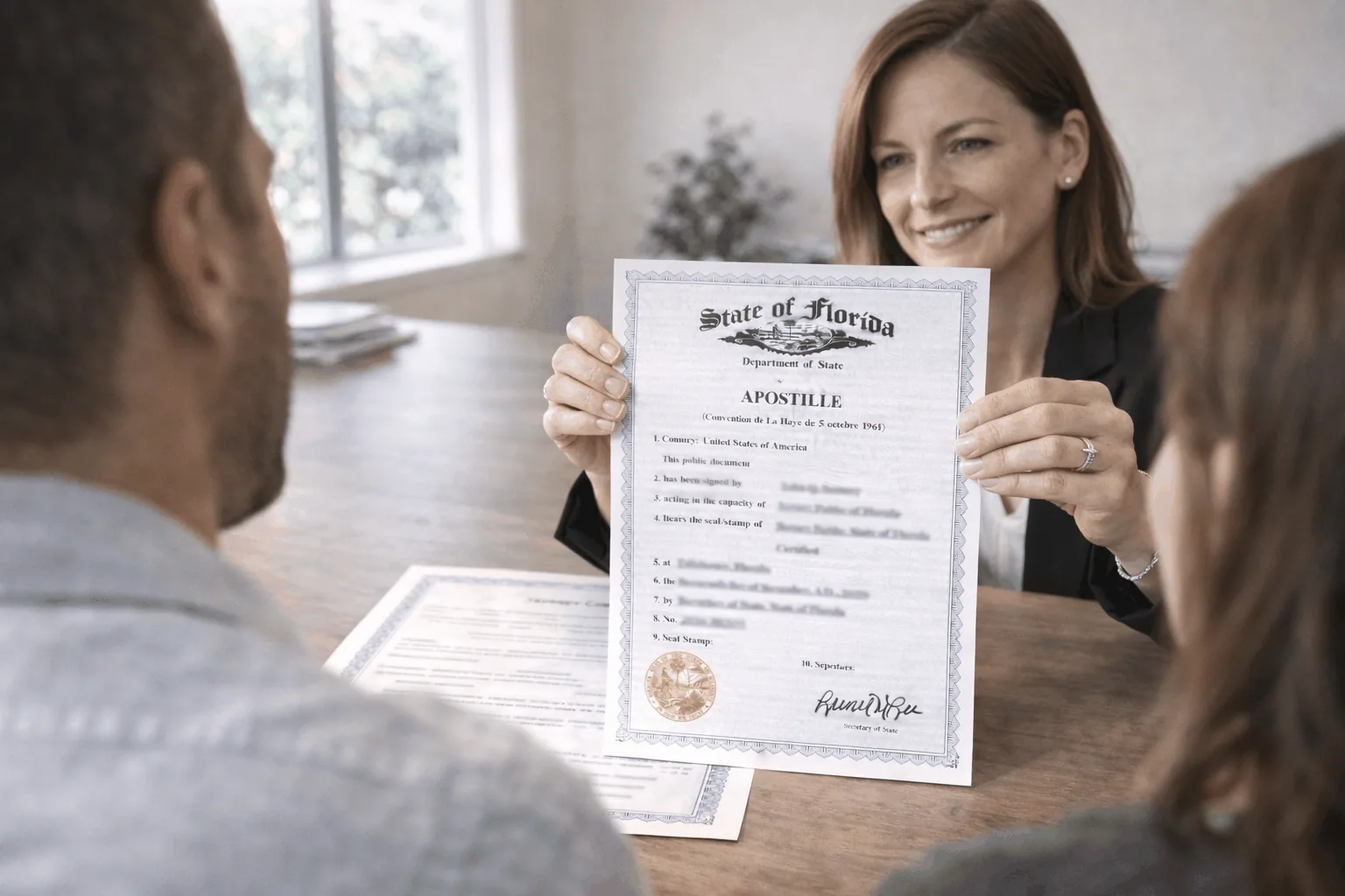 Certified Palm Beach County marriage certificate prepared for apostille authentication and international visa use