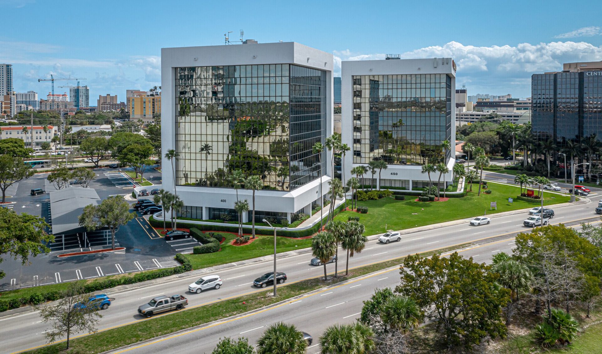 Palm Beach County aerial waterway photograph used as background for the contact section
