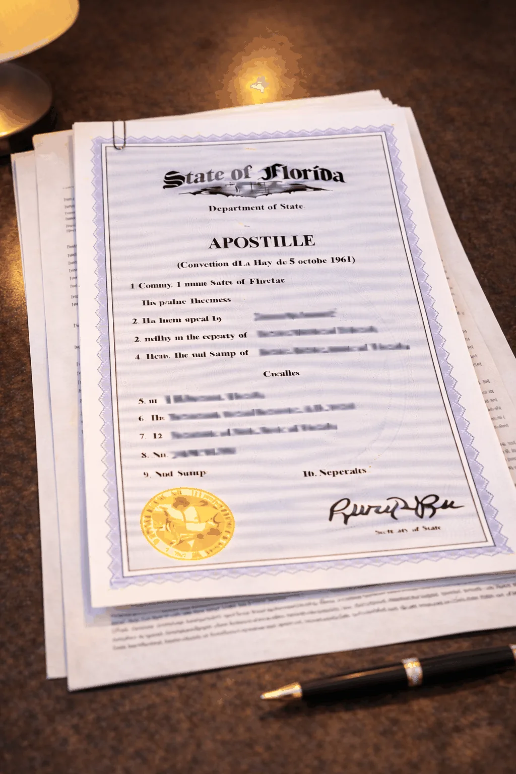 Palm Beach County apostille office processing sworn affidavit for foreign legal proceedings