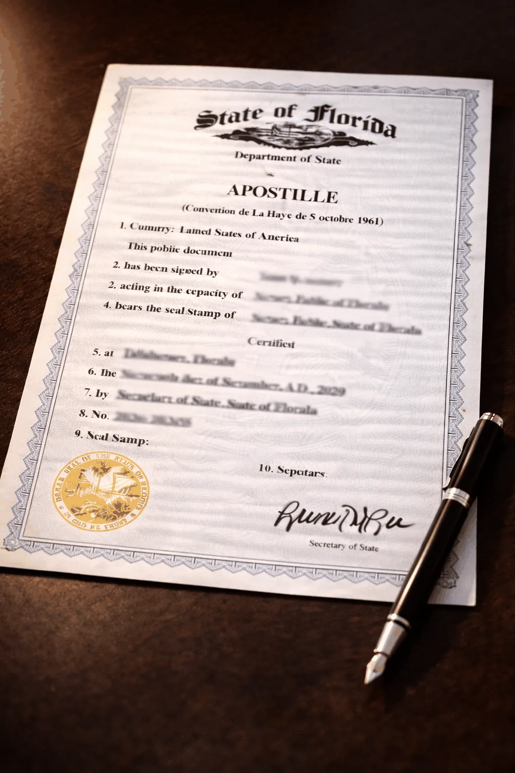 Palm Beach County apostille specialist processing Florida divorce decree for international remarriage